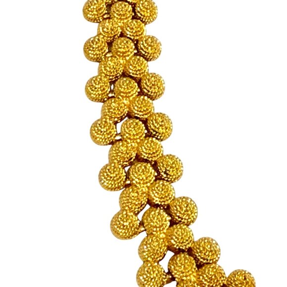 Vintage Bee Hive Cannetille Bright Gold Tone Necklace - Picture 4 of 10